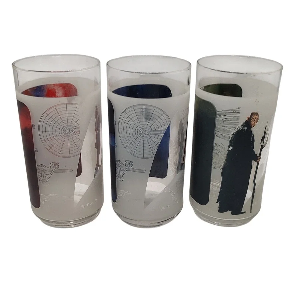Star Trek Glasses Cups Collectors Set Burger‎ King Exclusive 2009 Three Set SEE